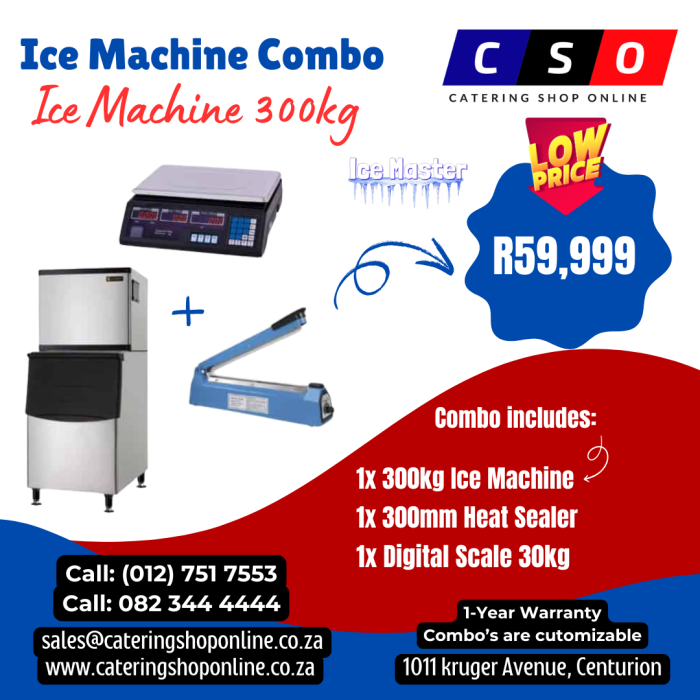 Ice Machine Combo 300kg (Sealer + Scale Included) *Bin Included